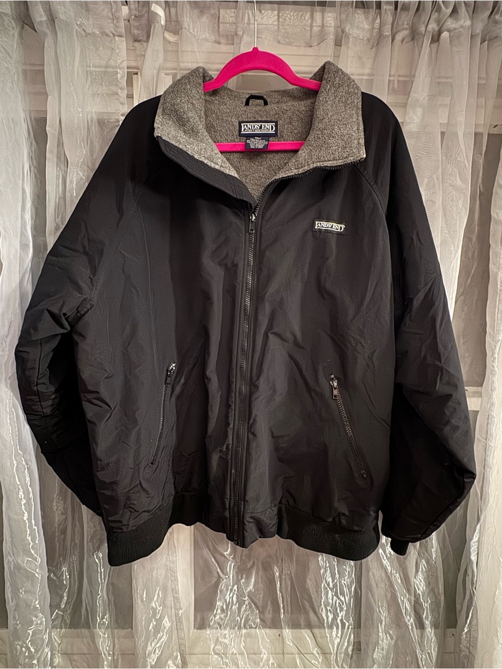 Vintage Lands' End Black Fleece Classic Men's Full Zip Squall Jacket